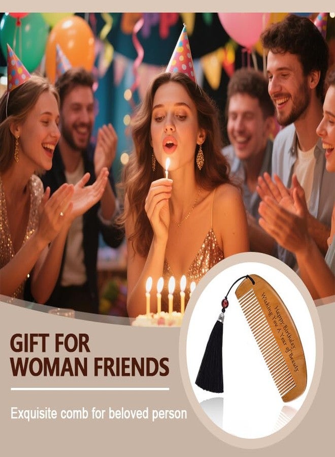 Kefley Happy Birthday Gifts for Women Friends Sister Mom Unique Engraved Wooden Comb for Her Wishing You A Year of Beauty Novelty Bday Gifts for Aunt Grandma Female Cousin Birthday Presents Party Favors - Image 4
